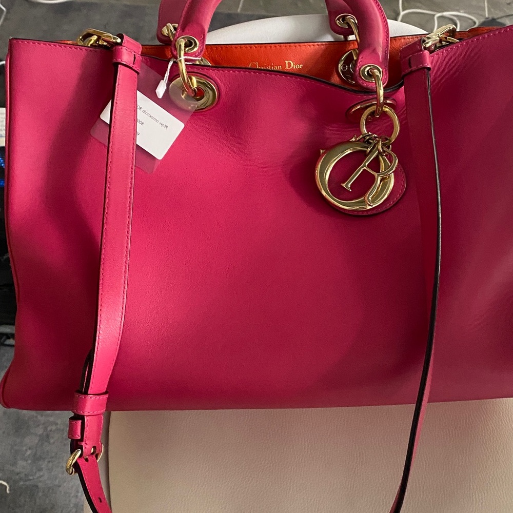 Dior Hot Pink Leather Tote with Gold Hardware
